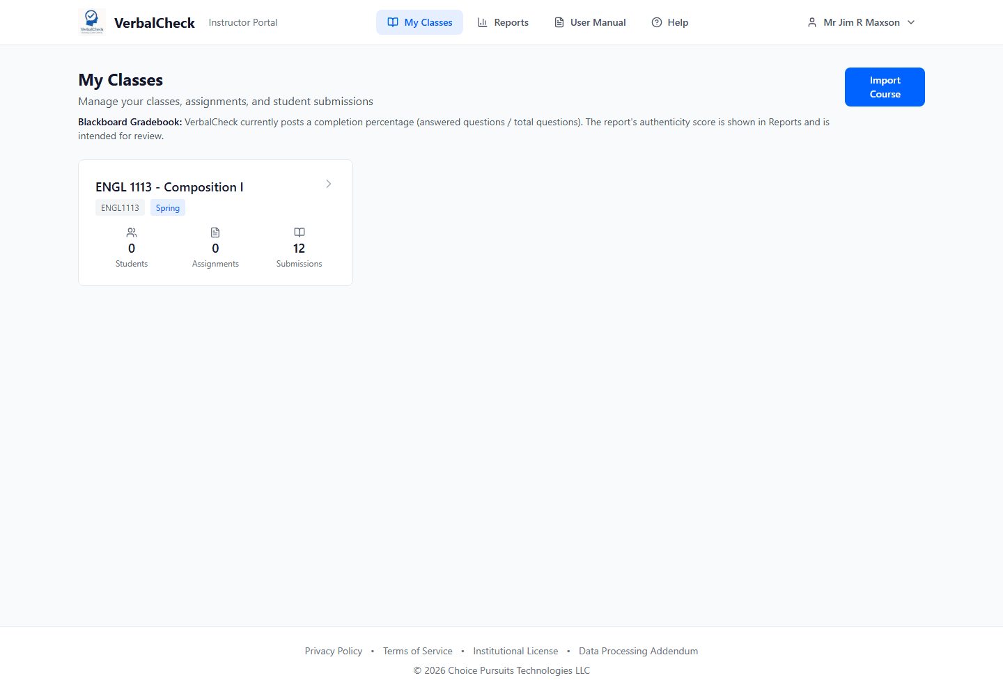 Instructor dashboard with class and assignment management